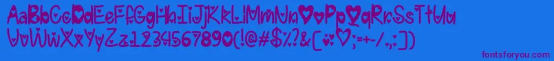 I Found My Valentine Hearted   Font – Purple Fonts on Blue Background