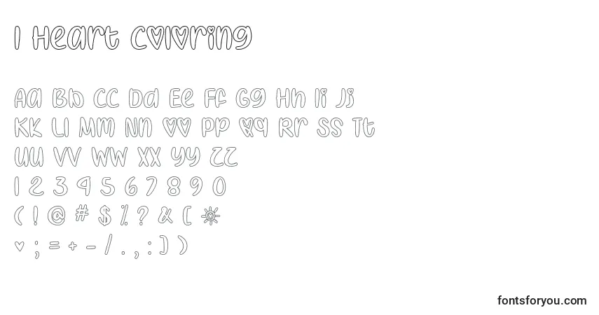 Fuente I Heart Coloring   - alfabeto, números, caracteres especiales