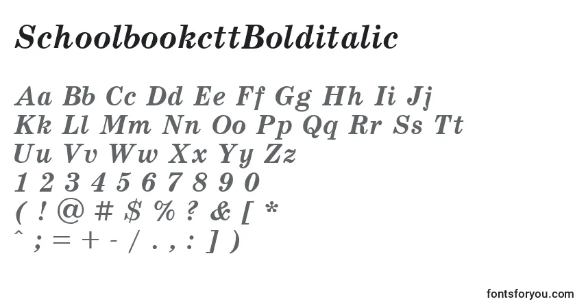Шрифт SchoolbookcttBolditalic – алфавит, цифры, специальные символы