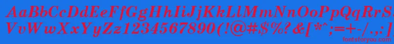 SchoolbookcttBolditalic Font – Red Fonts on Blue Background