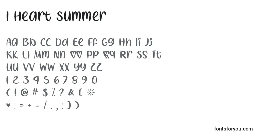 Czcionka I Heart Summer   – alfabet, cyfry, specjalne znaki