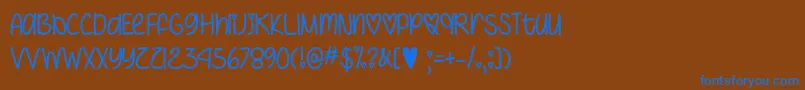 I Heart You Always  -Schriftart – Blaue Schriften auf braunem Hintergrund