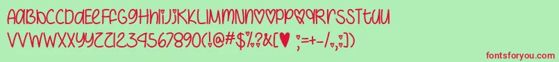 フォントI Heart You Always   – 赤い文字の緑の背景