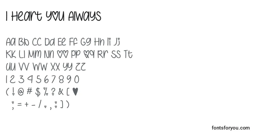 A fonte I Heart You Always   (130064) – alfabeto, números, caracteres especiais