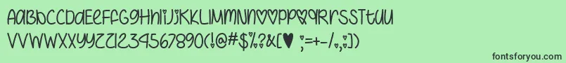 fuente I Heart You Always   – Fuentes Negras Sobre Fondo Verde