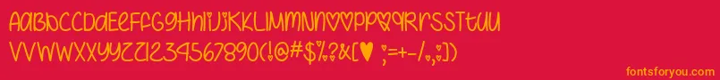 Fonte I Heart You Always   – fontes laranjas em um fundo vermelho