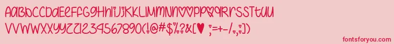 Fonte I Heart You Always   – fontes vermelhas em um fundo rosa