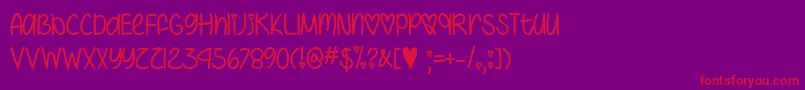 I Heart You Always  -Schriftart – Rote Schriften auf violettem Hintergrund