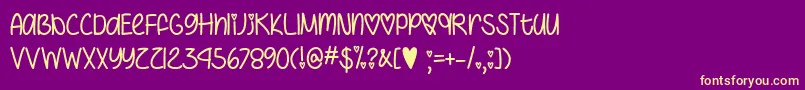 I Heart You Always  -Schriftart – Gelbe Schriften auf violettem Hintergrund