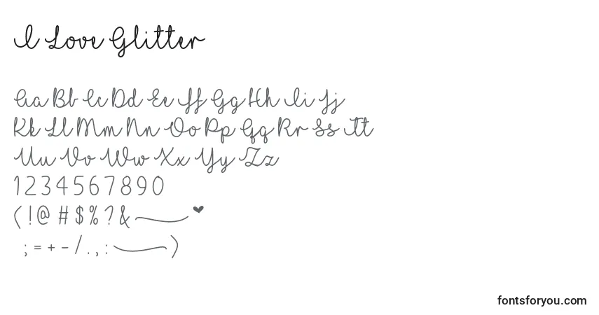 I Love Glitter  フォント–アルファベット、数字、特殊文字
