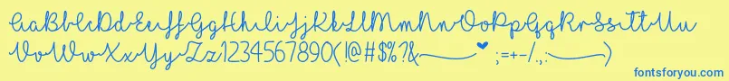 I Love Glitter   Font – Blue Fonts on Yellow Background