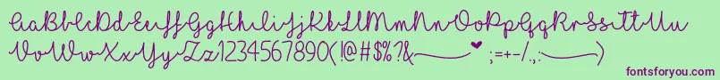 I Love Glitter   Font – Purple Fonts on Green Background