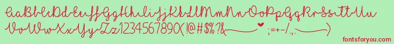 I Love Glitter   Font – Red Fonts on Green Background
