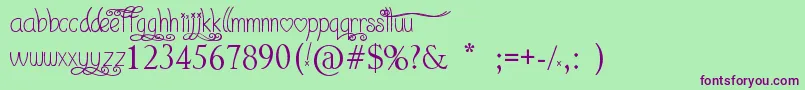 Police I Love What You Do   – polices violettes sur fond vert