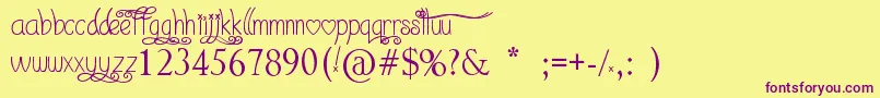 Шрифт I Love What You Do   – фиолетовые шрифты на жёлтом фоне