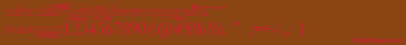 I Love What You Do  -fontti – punaiset fontit ruskealla taustalla