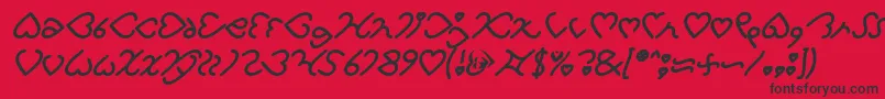 Fonte I Love You Bold Italic – fontes pretas em um fundo vermelho