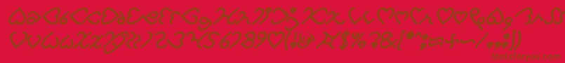 Fonte I Love You Bold Italic – fontes marrons em um fundo vermelho