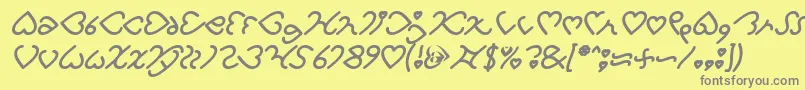Fonte I Love You Bold Italic – fontes cinzas em um fundo amarelo
