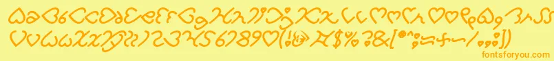 Police I Love You Bold Italic – polices orange sur fond jaune