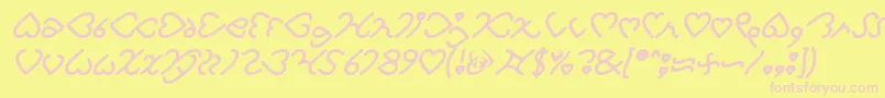 Шрифт I Love You Bold Italic – розовые шрифты на жёлтом фоне