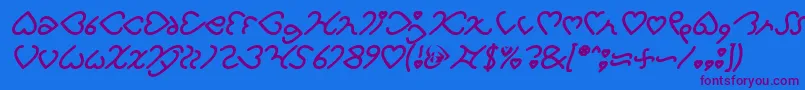 Czcionka I Love You Bold Italic – fioletowe czcionki na niebieskim tle
