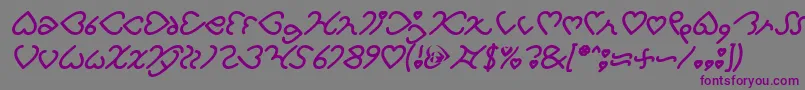 Шрифт I Love You Bold Italic – фиолетовые шрифты на сером фоне