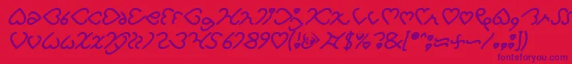 Czcionka I Love You Bold Italic – fioletowe czcionki na czerwonym tle
