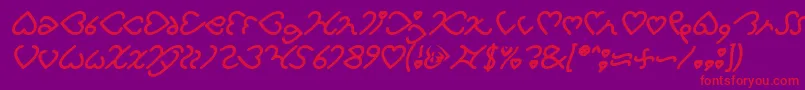 fuente I Love You Bold Italic – Fuentes Rojas Sobre Fondo Morado