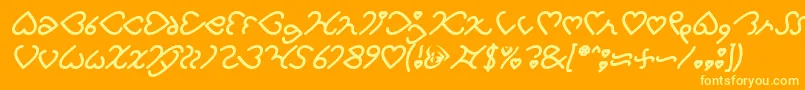 フォントI Love You Bold Italic – オレンジの背景に黄色の文字