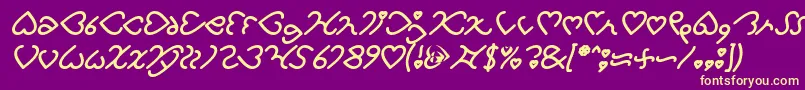 I Love You Bold Italic-Schriftart – Gelbe Schriften auf violettem Hintergrund