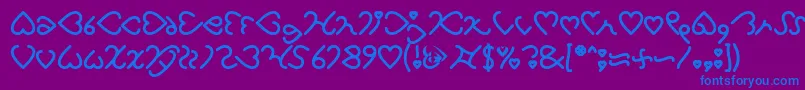 I Love You Bold-Schriftart – Blaue Schriften auf violettem Hintergrund