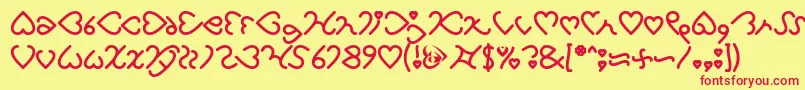 I Love You Bold Font – Red Fonts on Yellow Background