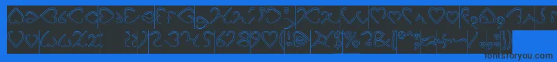 I Love You Hollow Inverse Font – Black Fonts on Blue Background