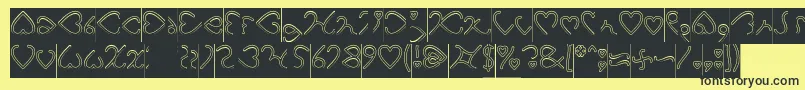 I Love You Hollow Inverse Font – Black Fonts on Yellow Background