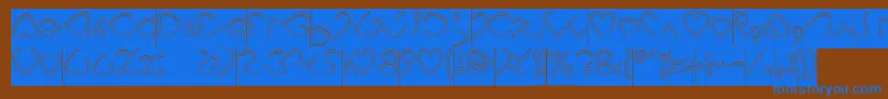I Love You Hollow Inverse-Schriftart – Blaue Schriften auf braunem Hintergrund
