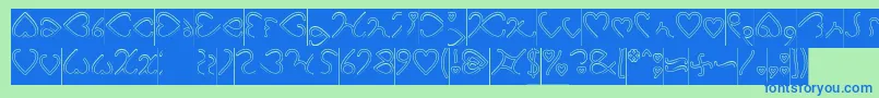 I Love You Hollow Inverse-fontti – siniset fontit vihreällä taustalla