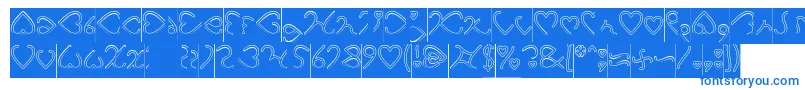 I Love You Hollow Inverse-fontti – siniset fontit valkoisella taustalla