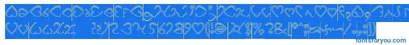 I Love You Hollow Inverse-Schriftart – Blaue Schriften auf weißem Hintergrund