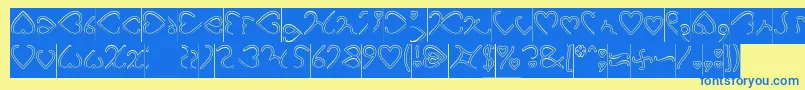 I Love You Hollow Inverse Font – Blue Fonts on Yellow Background