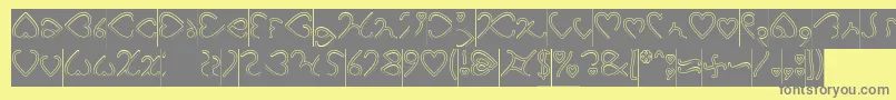 I Love You Hollow Inverse Font – Gray Fonts on Yellow Background