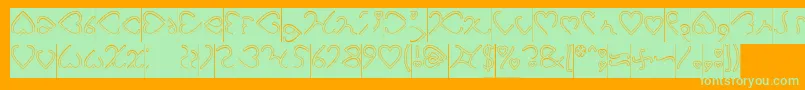Шрифт I Love You Hollow Inverse – зелёные шрифты на оранжевом фоне