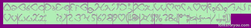 フォントI Love You Hollow Inverse – 紫の背景に緑のフォント