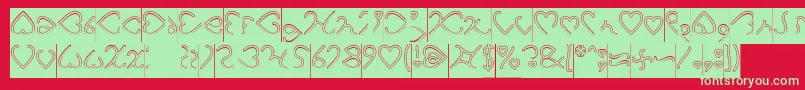 フォントI Love You Hollow Inverse – 赤い背景に緑の文字