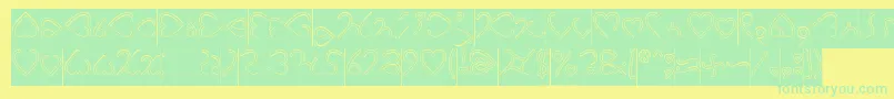 Weitere Informationen zur I Love You Hollow Inverse-Schriftart I Love You Hollow Inverse-Schriftart – Grüne Schriften auf gelbem Hintergrund