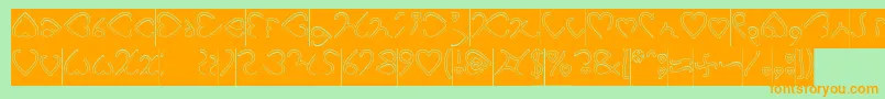 Lisätietoja I Love You Hollow Inverse-fontista I Love You Hollow Inverse-fontti – oranssit fontit vihreällä taustalla