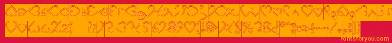 Czcionka I Love You Hollow Inverse – pomarańczowe czcionki na czerwonym tle