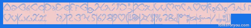 I Love You Hollow Inverse Font – Pink Fonts on Blue Background