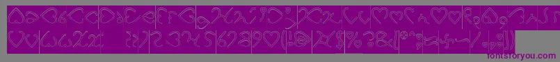 I Love You Hollow Inverse-fontti – violetit fontit harmaalla taustalla