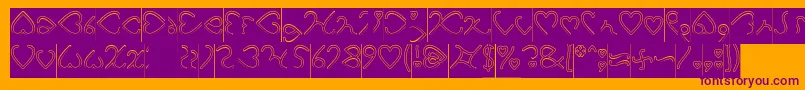 I Love You Hollow Inverse-Schriftart – Violette Schriften auf orangefarbenem Hintergrund